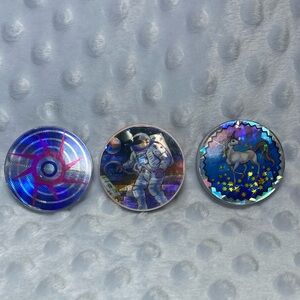 POGs Slammers - Lot of 3 Foil Iridescent Plastic / Acrylic Slammers